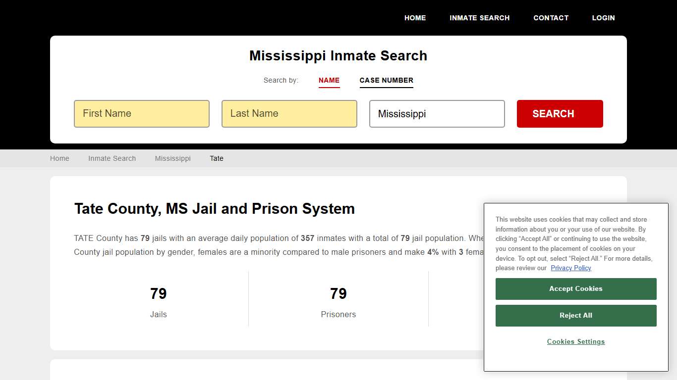 Tate County, MS Inmate Search - StateCourts